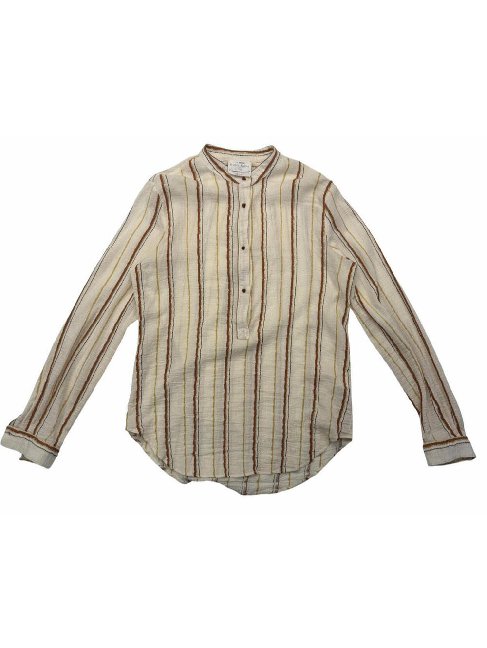 Forte Forte Cotton Gauze Striped Button Shirt Bruciato Beige Size 1 | S